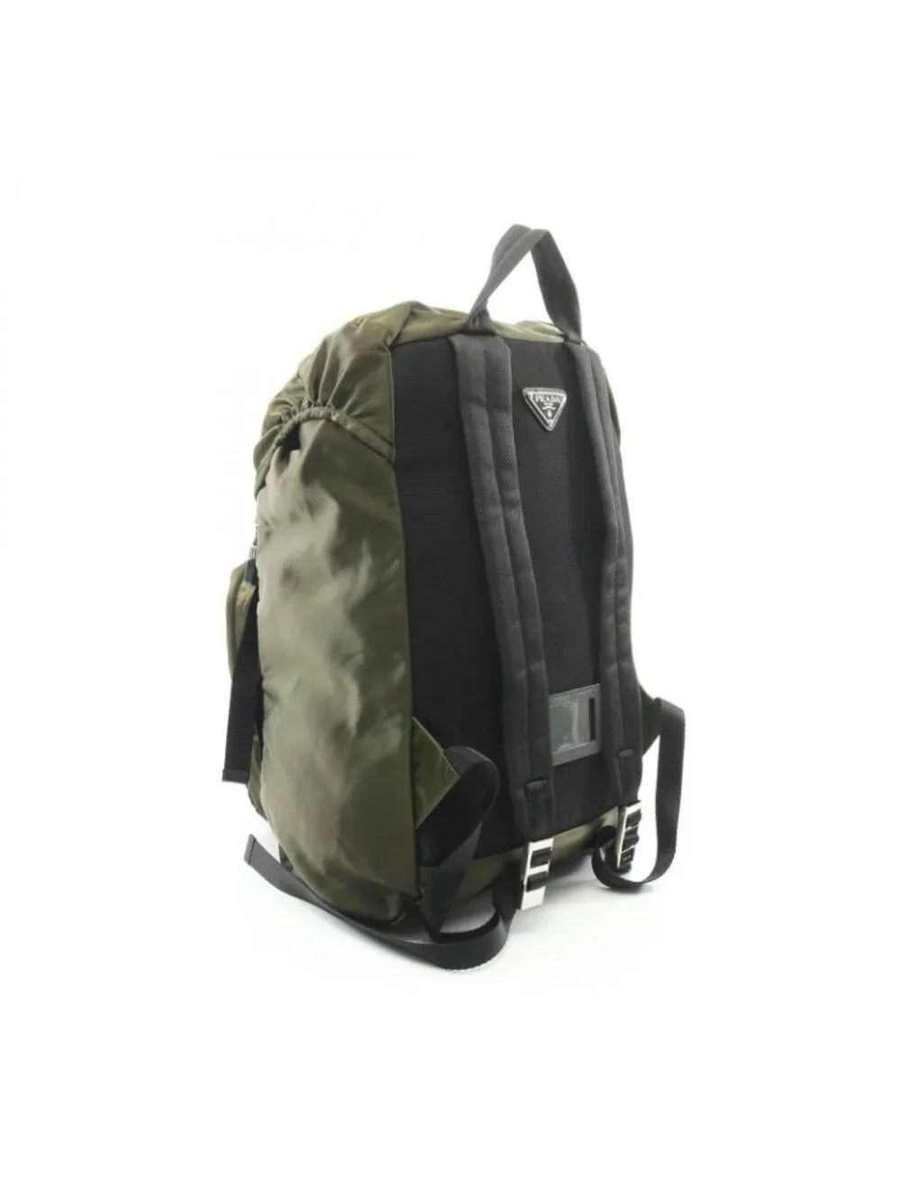 Prada Backpack Khaki Nylon Saffiano Leather